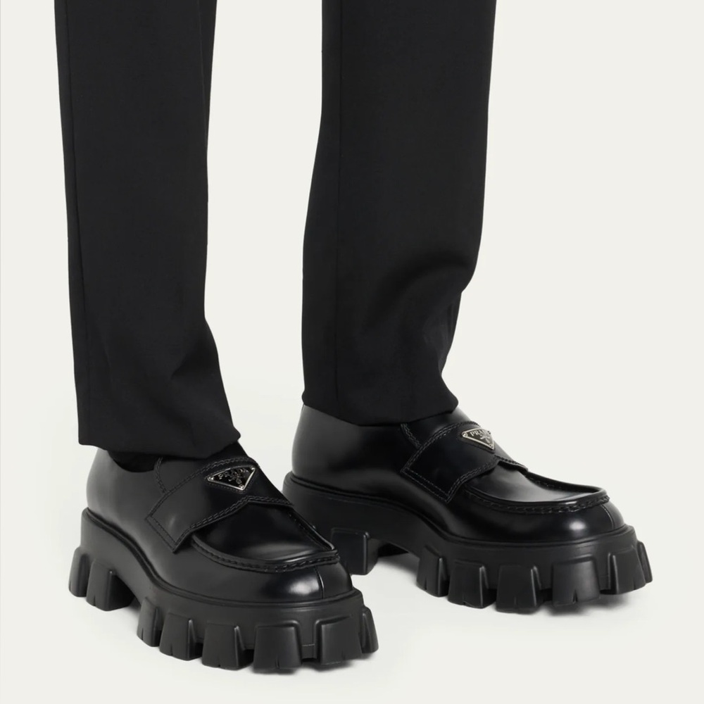 Prada Monolith Brushed Leather Loafers Black Men’s Size 7 UK / 8 US - Picture 9 of 13